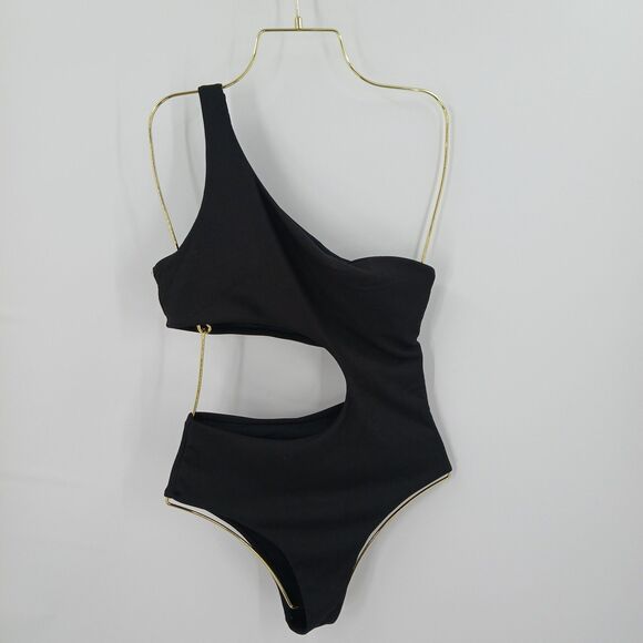 Other - Monokini Swimsuit Womens M Black Ribbed Swimsuit Swimwear Resortwear Aesthetic